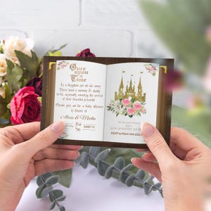 Princess Baby Shower Invitation Printed and Shipped Little Princess Baby Sprinkle Royal Castle Book Invite Blush Floral Baby Shower Invite