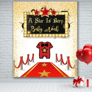 Baby shower backdrop | Red Carpet Backdrop | Star Baby Shower| A Star is Born | Glam baby shower backdrop RC4