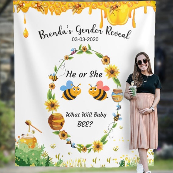 Bee Backdrop, Bee Gender Reveal Ideas, What Will It Bee Gender Reveal  Backdrop, Bee Theme, Yellow Bee Decor 01BB3 