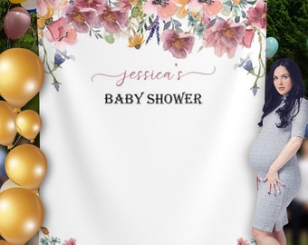 Wildblumen Hintergrund Baby-Dusche-Dekoration, Frühling, Sommer Baby-Dusche-Dekor, Wildblumen-Banner WFBS1