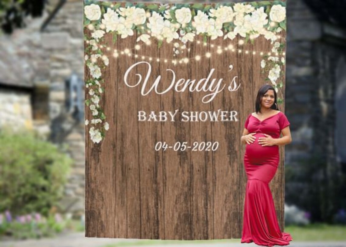 Rustic Baby shower Backdrop Rustic Baby Shower Decorations Etsy
