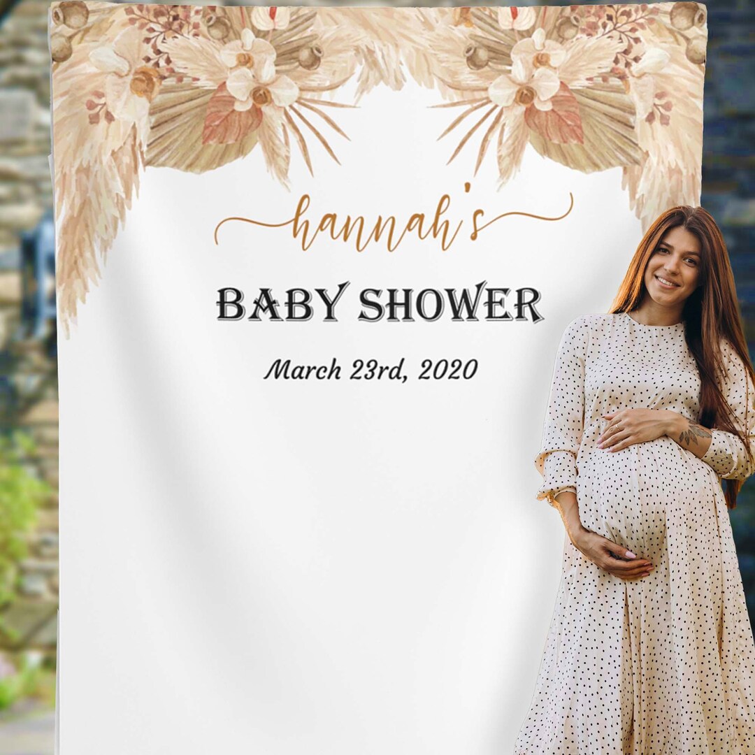 Boho Baby Shower Backdrop, Pampas Grass Baby Shower Backdrop, First ...