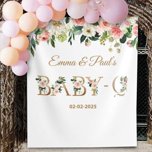 Baby Shower BBQ Decor BabyQ Backdrop Baby-Q Shower Banner Barbecue Baby Sprinkle Backyard Blush Floral Baby Girl Welcome Party Decor