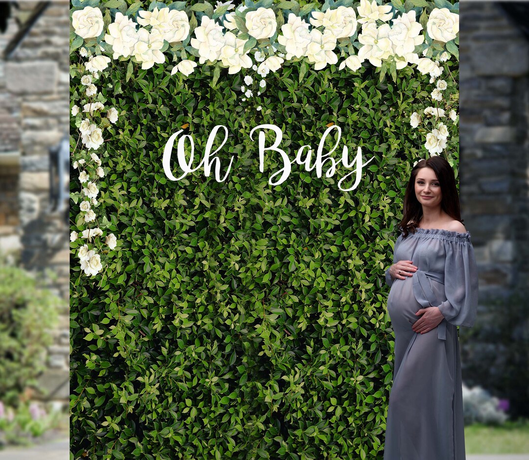 Grass Wall Backdrop Baby Shower Backdrop Oh Baby Hedge Wall Etsy