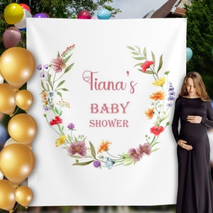 Girl Baby Shower Backdrop, Pink Baby Shower Decor, Pink Florals Baby Shower Backdrop, Baby Brunch