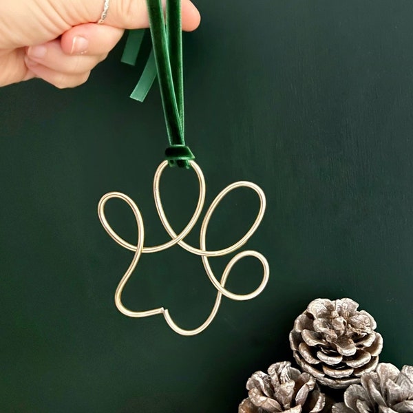 Paw Print Wire Christmas Tree Decoration, Pet Christmas Decoration