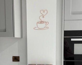 Wire Coffee Cup with Heart Sign Decoration