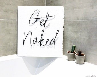 Get Naked Sign - Wire Word Art - Bathroom Wall Art - Get Naked Quote - Olive Font - Wire Wall Art