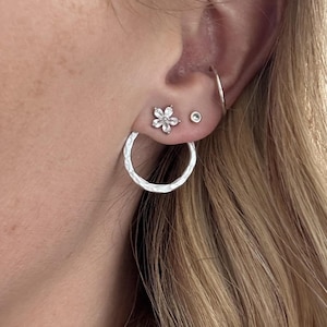 Midi Circle Ear Jacket Earrings - Handmade Earrings - Handmade Jewellery -  Sterling Silver - 18K Gold - Ear Jackets