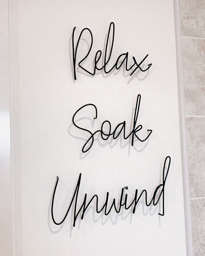 Relax Soak Unwind Wire Wall Art Wire Words Bathroom Sign Etsy
