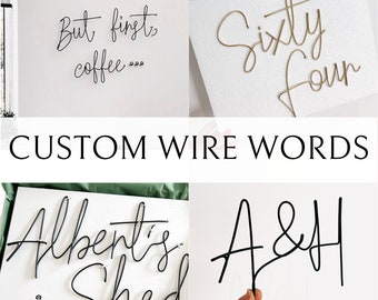 Custom Wire Words - Olive font, Any word, quote, name - Wire wall art - Wire sign - Personalised sign - bedroom, kitchen, nursery decor