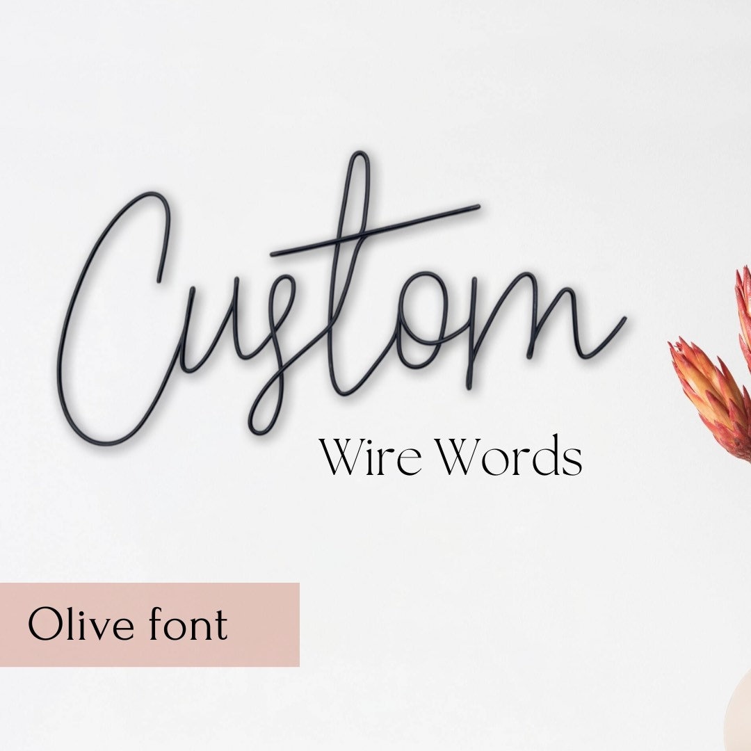 Custom Wire Words in Olive Font Wire Wall Art Wall Sign Personalised