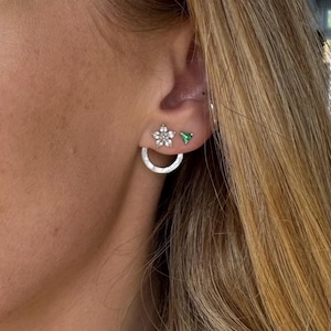 Mini Circle Ear Jacket Earrings - Handmade Earrings - Handmade Jewellery -  Sterling Silver - 18K Gold - Ear Jackets