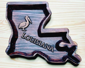 Louisiana State Bowl- Farmhouse Rustic Wood Bowl, Bread Bowl, Decorative Bowl Centerpiece, Catch-All Bowl.