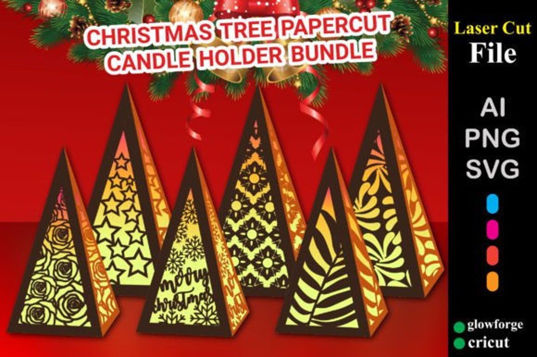 Christmas Tree Papercut Lantern Bundle Laser Cut File Etsy