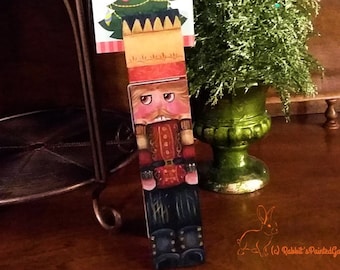Folk Art Hand Painted Large Nutcracker / Christmas Clothespin / Whimsical Clothespins / Dance of the Nutcracker / Photo Stand / Card Holder