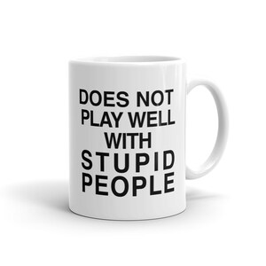 Does Not Play Well With Stupid People Mug. Funny Student Mug. Student Gift. Boyfriend Mug. Boyfriend Gift. Brother Mug. Funny Brother #a374