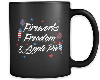Patriotic Gift Patriotic Mug America Gift America Mug 4th of July Gift 4th of July Mug Independence Day Fireworks Freedom and Apple #a789