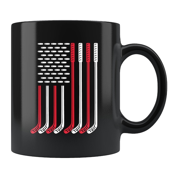 American Ice Hockey Mug. Ice Hockey Gift. Ice Hockey Player Mug. Ice Hockey Playing Gift. Hockey Gift. Ice Hockey USA Flag Mug #d251