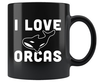 I Love Orcas Mug. Orca Coffee Mug. Orca Gift. Orca Lover Gift. Orca Lover Mug. Orca Whale Mug. Orca Whale Gift. Whale Lover Gift #b428