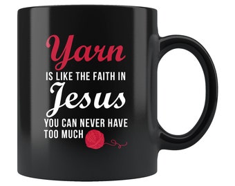 Taza de hilo. Taza de tejer. Taza de tejido. Taza de ganchillo. Regalo de punto. Regalo de tejido. Regalo de ganchillo. Taza de Jesús. Regalo de Jesús. Regalo cristiano #b408