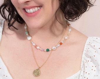 The Eleanor Necklace / Beaded pearl necklace