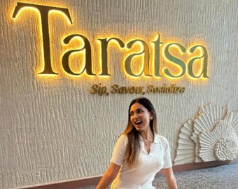 Letrero metálico retroiluminado 3D: logotipo empresarial personalizado, letras metálicas LED grandes