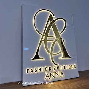 Aangepast bedrijfsbord met metalen achtergrondverlichting: 3D led-logobord, decor schoonheidssalon