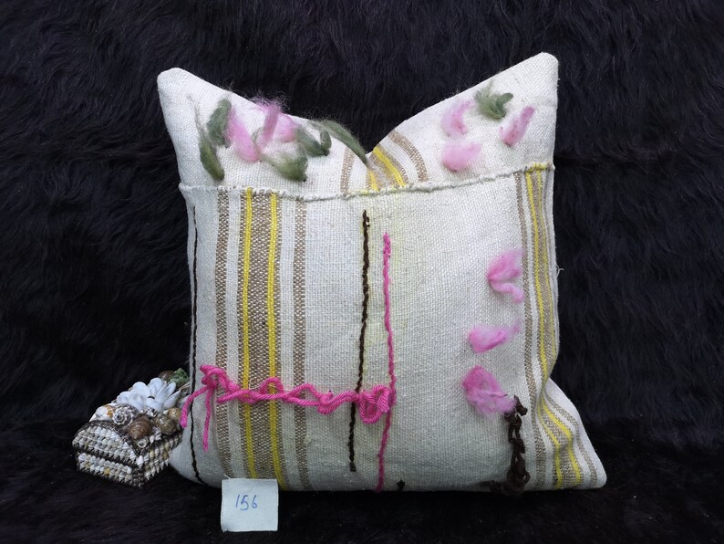 Hemp Pillow 20\u00d720 \u0130nches Decorative Kilim Pillow Decorative Pillow Cushion Cover Throw Pillow Tribal Pillow Turkish Kilim Pillow Linen 156