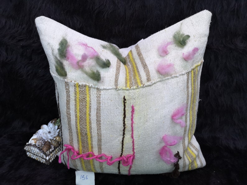Hemp Pillow 20\u00d720 \u0130nches Decorative Kilim Pillow Decorative Pillow Cushion Cover Throw Pillow Tribal Pillow Turkish Kilim Pillow Linen 156