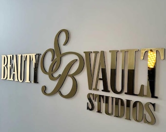 Individuelles Business Logo Schild: Metallbeschichtete 3D-Acrylbuchstaben