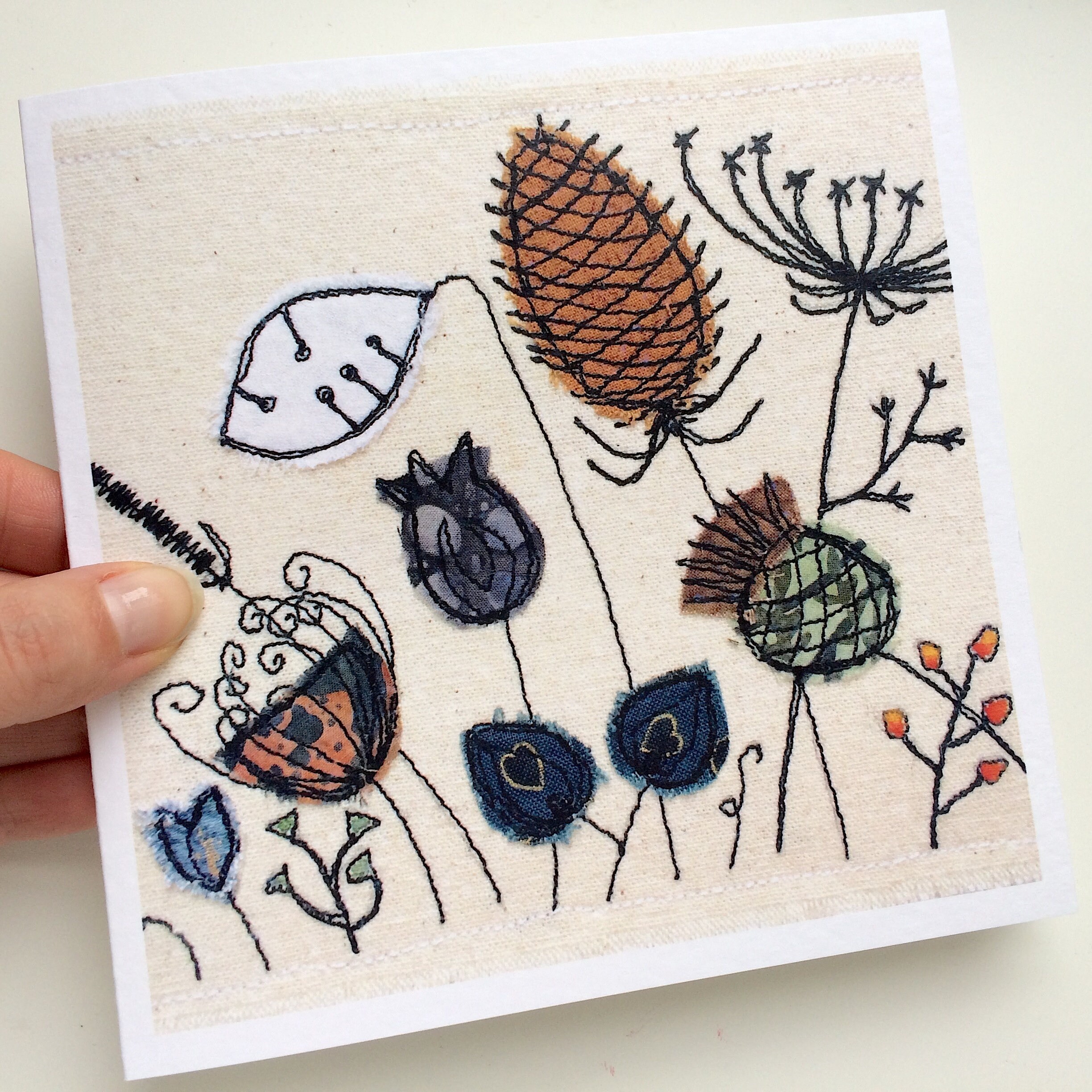 Seed Heads greeting card printed from an original textile art | Etsy