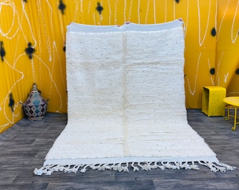 Tappeto marocchino colorato beni ourain fatto a mano in lana di lana di lana morbida (9,8 piedi x 6,8 piedi) (295 cm x 203 cm)