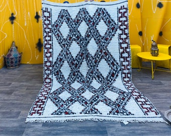 Beniouarain rug | Moroccan rug | wool rug | handmade wool | Morocco rug | hand Knotted (6 ft x 9ft)(183 cm x 275 cm)