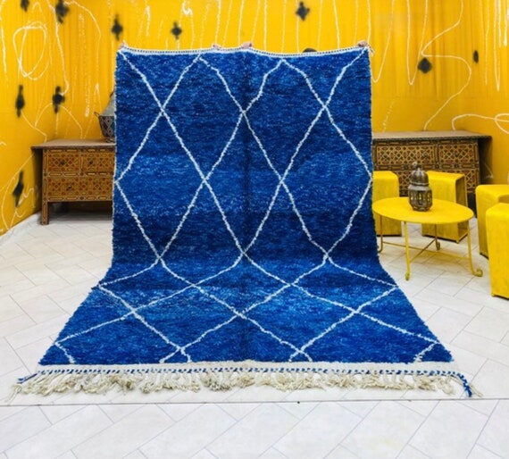 Authentic Rug , Beni ourain Blue Style Rug, Moroccan Rug Blue, Moroccan Wool Rug , Hand weven rug, Custom area rug, all wool rug,Boho Rug,