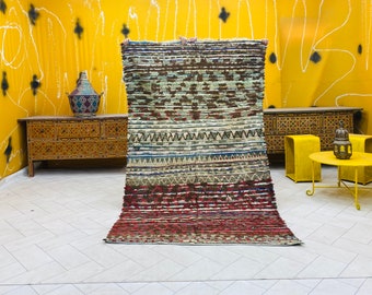 MOROCCAN RUG, Handmade Wool Rug, Berber Moroccan Rug, Vintage Moroccan Rug , African Rug ( 4.7 Ft x 7.6 Ft )