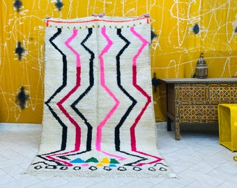 Moroccan rug,Morocco carpet,Berber style, handmade wool beni ourain style rug,Tribal rug, African Rug, bohemian rug, Colorful Rug, boho rug.