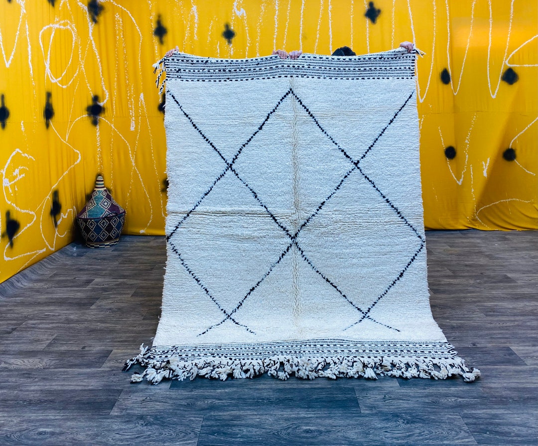 Moroccan Rug Wool by Wool Soft 6.7 Ft X 5 Ft 200 Cm X 152 Etsy