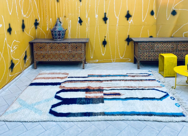 Moroccan rug,Handmade wool,Authentic rug,Berber carpet,All wool rug,Berber style,Moroccan shag rug,Moroccan area rug,Custom made rug, Rugs image 2