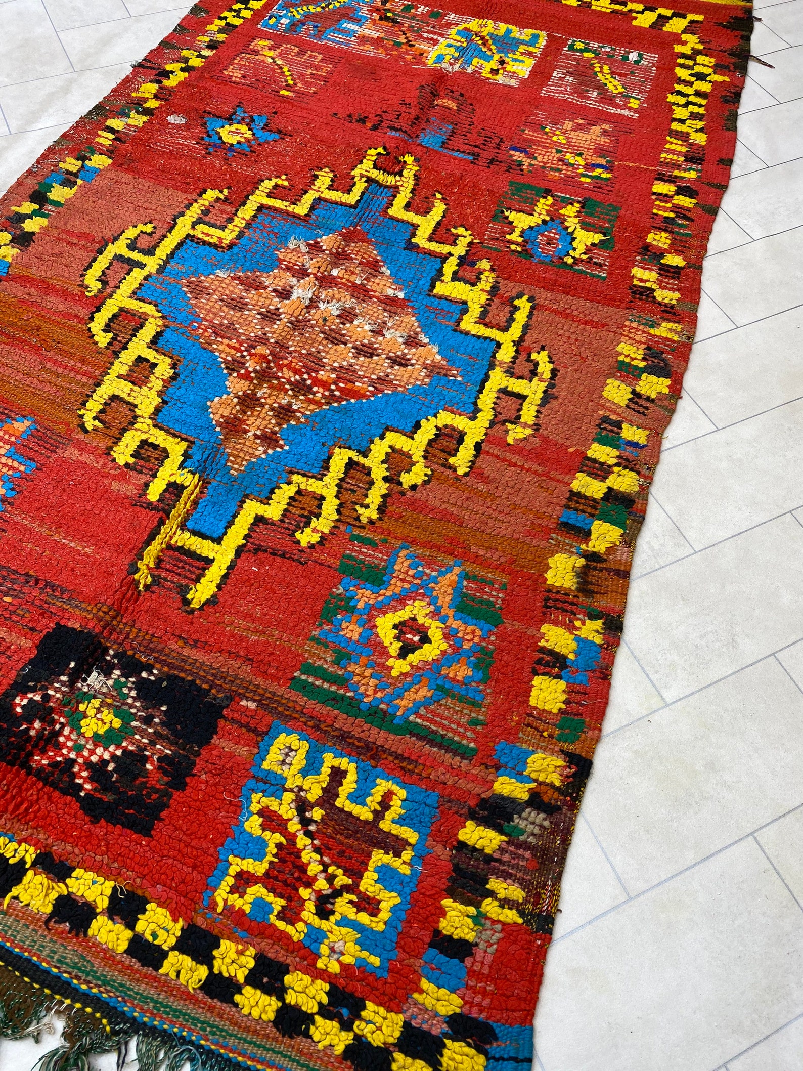 Moroccan Rug Handmade Rug Wool Rug Hand Knotted 4.4 Ft X Etsy