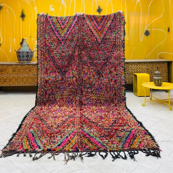 Alfombra marroquí, alfombra Beni Mguild, alfombra de lana hecha a mano, alfombra vintage, alfombra de lana bereber, alfombra bereber de área, (6.2 pies x 11.5 pies)