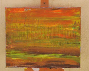 Acrylic Painting “Richter Scale” 20X16 Inches One Of A kind Hand Made in USA Green Orange Red Yellow Brown Abstract Modern Art