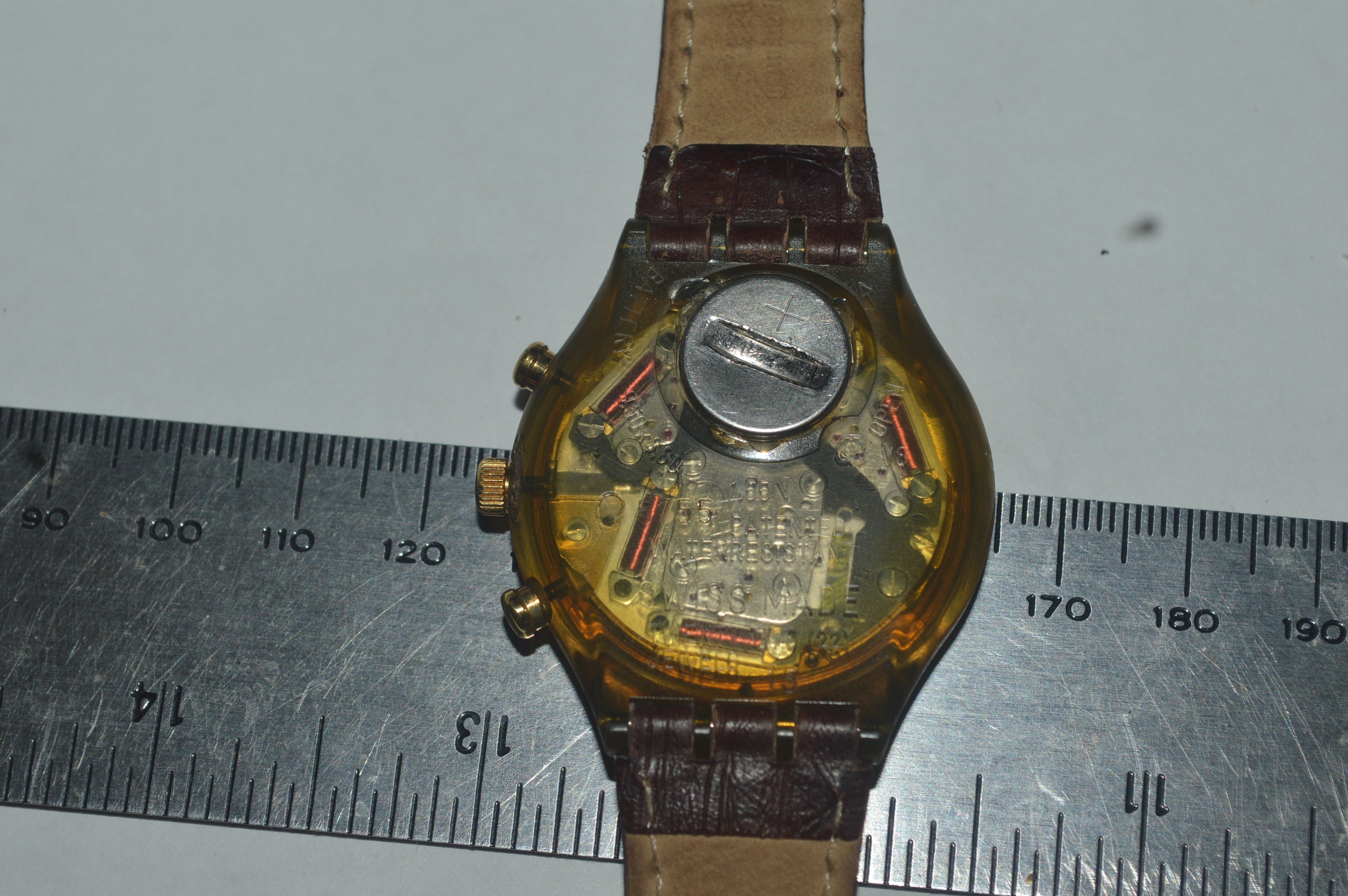 1991 Swatch Chrono Watch SCM103 GOLDFINGER Ladies Gents Swiss