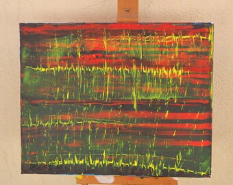 Acryl-Gemälde "Kritische Phase" 20 X 16 Zoll One Of A Art Hand Made in USA schwarz rot gelb abstrakte moderne dekorative Kunst