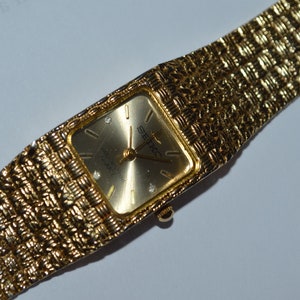 Seiko Watch Quartz Ladies 20mm 18K Electro Gold Plate Tested Works Fine
