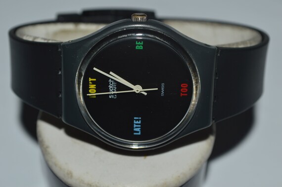 1984 Vintage Swatch Watch GA100 DON'T BE TOO Late… - image 7