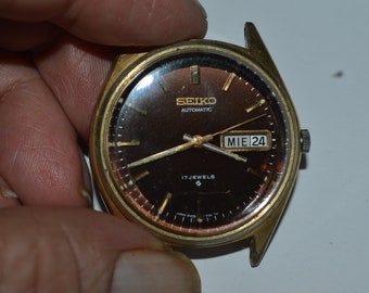 Vintage SEIKO 6309-7149 Automatic Watch 17Jewels Mechanical Movement 35mm Made In Japan For Parts Only