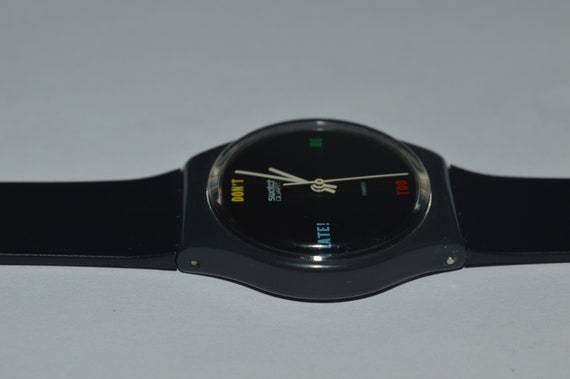 1984 Vintage Swatch Watch GA100 DON'T BE TOO Late… - image 4