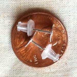 Earpost 6mm Flat Pad Sterling Silver on surgical Steel Hypoallergenic With Rubber Ear Backs