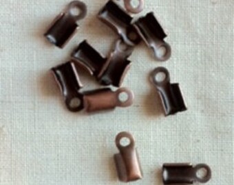 4mm x 6mm Fold-Over Antique Copper Cord Crimp with Loop #MFD112